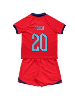 England Phil Foden #20 Auswärts Trikotsatz für Kinder WM 2022 Kurzarm (+ Kurze Hosen)
